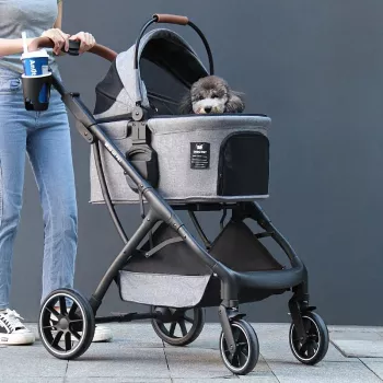 Foldable Detachable 4-Wheel Pet Stroller for Easy Trips